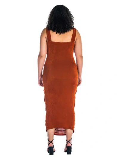 24seven Comfort Apparel Womens Plus Sleeveless Midi Casual Bodycon Dress In Brown