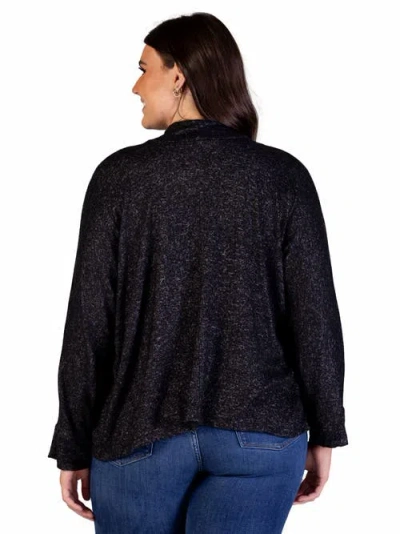 24seven Comfort Apparel Plus Size Button Front Long Sleeve Cardigan Sweater In Black