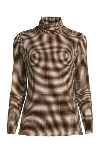 Lands' End Lightweight Jersey Long Sleeve Turtleneck In Brown