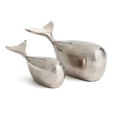 Napa Home & Garden Moby Whale Sculptures Set Of 2 In Silver