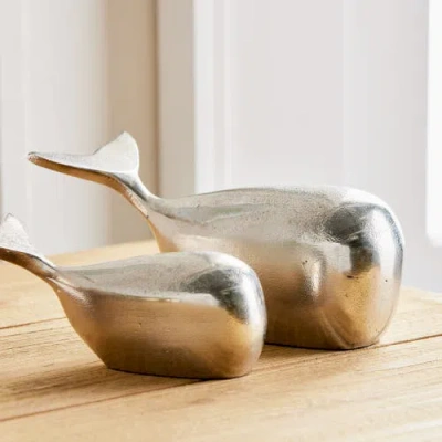 Napa Home & Garden Moby Whale Sculptures Set Of 2 In Silver