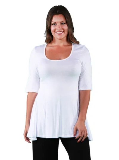 24seven Comfort Apparel Plus Size Tunic Top In White