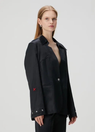Pcfg Linen Blend Woven Jacket In Black