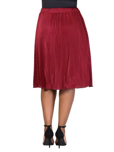 24seven Comfort Apparel Women's Elegant Pleated Elastic Waist Party Midi Skirt In Burgundy