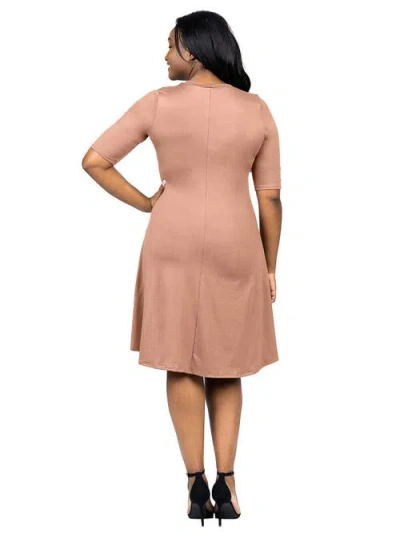 24seven Comfort Apparel Plus Size Knee Length Dress In Brown