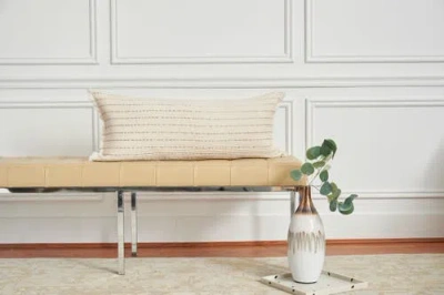 Elisabeth York Idora Hand-woven Cotton Decorative Throw Pillow With Fringe Edges In White