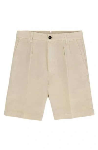 Fortela Beachshort Linen Short With Pleats In Neutral