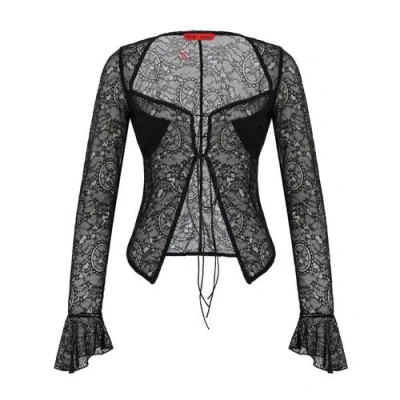 Pcfg Long Sleeve Black Lace Top