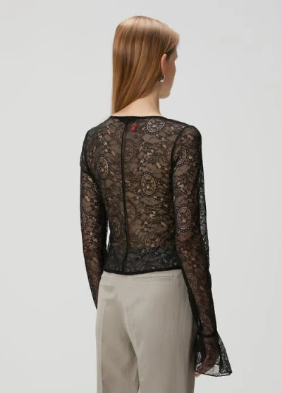 Pcfg Long Sleeve Black Lace Top