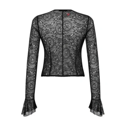 Pcfg Long Sleeve Black Lace Top