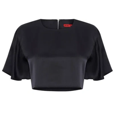 Pcfg Pure Silk Oversized Silk Crop Top In Blue