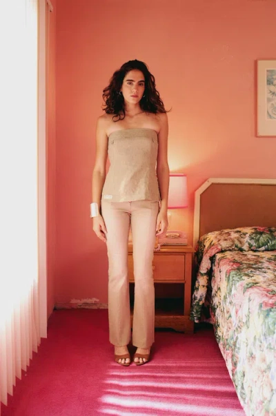 Pcfg Linen Blend Strap Top In Neutral