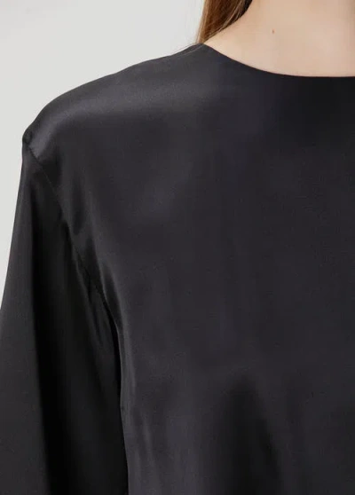 Pcfg Pure Silk Oversized Silk Crop Top In Blue