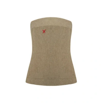 Pcfg Linen Blend Strap Top In Neutral