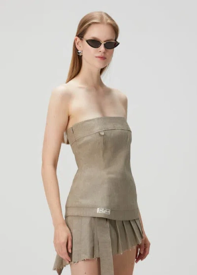 Pcfg Linen Blend Strap Top In Neutral