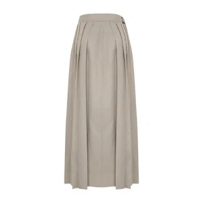 Pcfg Linen Blend Shiny Woven Skirt In Brown