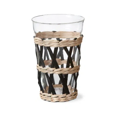 Tag Island Collection Clear Glass Tumbler With Cattail Straw In Black