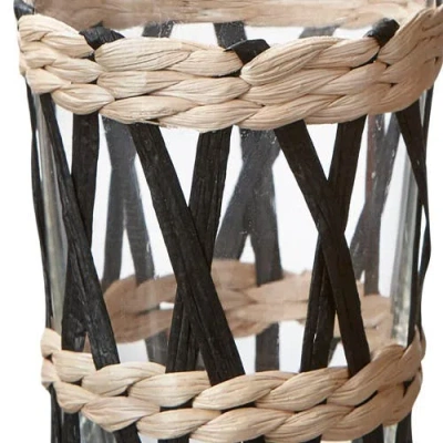 Tag Island Collection Clear Glass Tumbler With Cattail Straw In Black