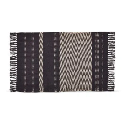 Tag Mason Chevron Black Stripe Tassel Cotton Indoor Rug In Multi
