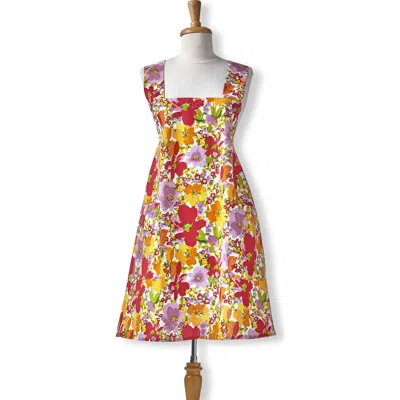 Tag Springtime Floral Pinafore Smock Cotton Apron With Pockets In Multi