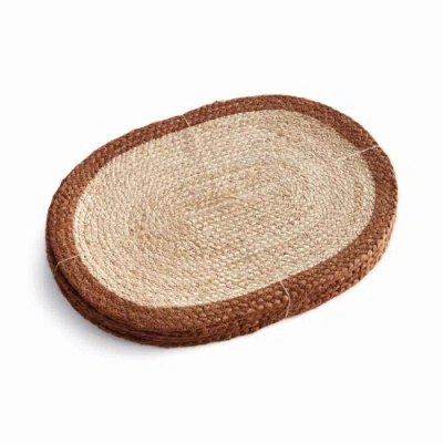 Napa Home & Garden Jute Coil Oval Placemats, Set Of 8 In Brown
