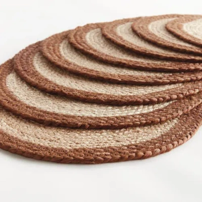 Napa Home & Garden Jute Coil Oval Placemats, Set Of 8 In Brown