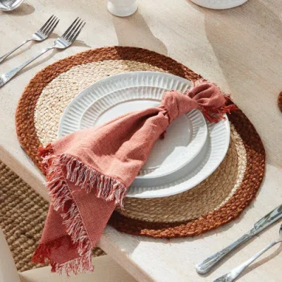 Napa Home & Garden Jute Coil Oval Placemats, Set Of 8 In Brown