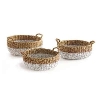 Napa Home & Garden Seagrass Shallow Baskets With Handles Set Of 3 In Multi