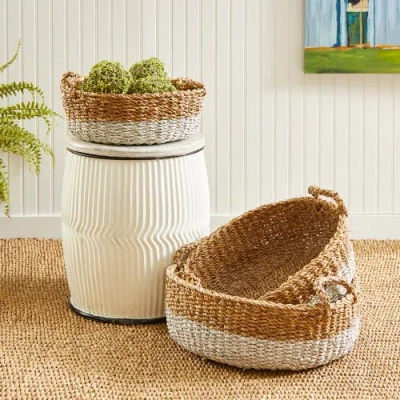 Napa Home & Garden Seagrass Shallow Baskets With Handles Set Of 3 In Multi
