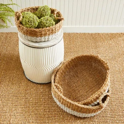 Napa Home & Garden Seagrass Shallow Baskets With Handles Set Of 3 In Multi