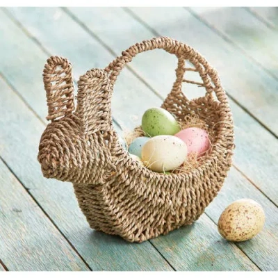 Tag Seagrass Easter Bunny Shaped Basket For Tabletop Decor In Brown