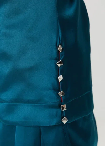 Pcfg Pure Silk Strap Top In Blue