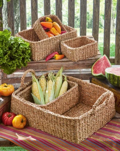 Tag Rectangular Tray With 5 Baskets Natural Seagrass Decor In Brown