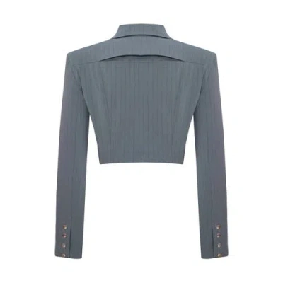 Pcfg Woven Striped Shirt With Metal Button In Gray