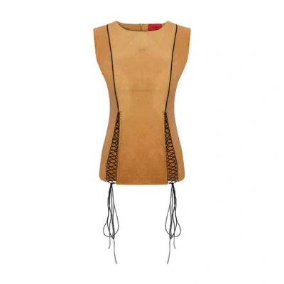 Pcfg Cotton Top With Slit Detail In Brown