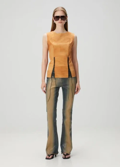 Pcfg Cotton Top With Slit Detail In Brown