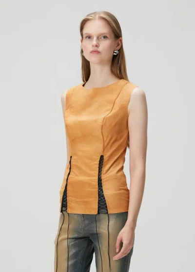 Pcfg Cotton Top With Slit Detail In Brown