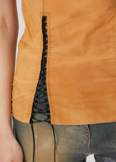 Pcfg Cotton Top With Slit Detail In Brown