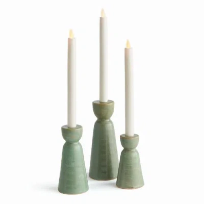 Napa Home & Garden Libbey Taper Candle Holders In Green