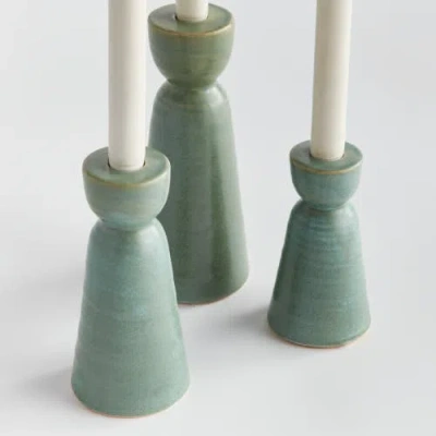 Napa Home & Garden Libbey Taper Candle Holders In Green