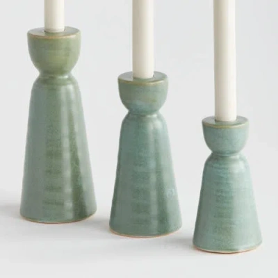 Napa Home & Garden Libbey Taper Candle Holders In Green