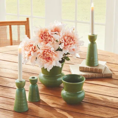 Napa Home & Garden Libbey Taper Candle Holders In Green