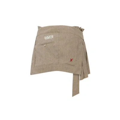 Pcfg Linen Blend Super Mini Skirt In Brown