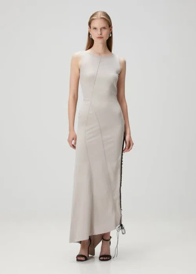 Pcfg Cotton Long Dress With Slit Detail In Brown