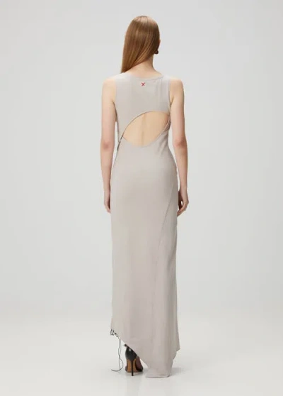 Pcfg Cotton Long Dress With Slit Detail In Brown