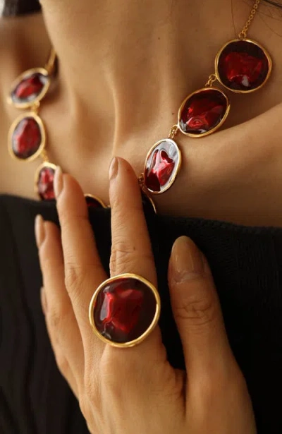 Retro Chic Ripple Ring In Multi