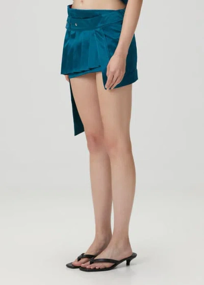 Pcfg Pure Silk Super Mini Skirt In Blue