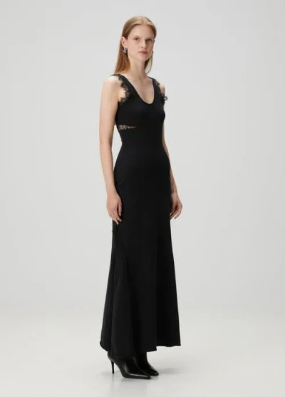 Pcfg Cotton Long Fitted Black Dress With Straps