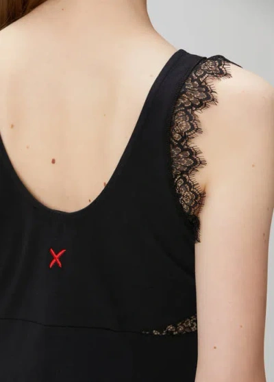 Pcfg Cotton Long Fitted Black Dress With Straps