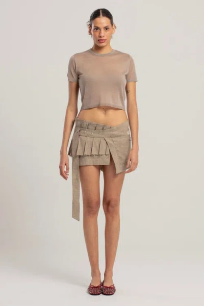 Pcfg Short Sleeve Knit Top In Brown